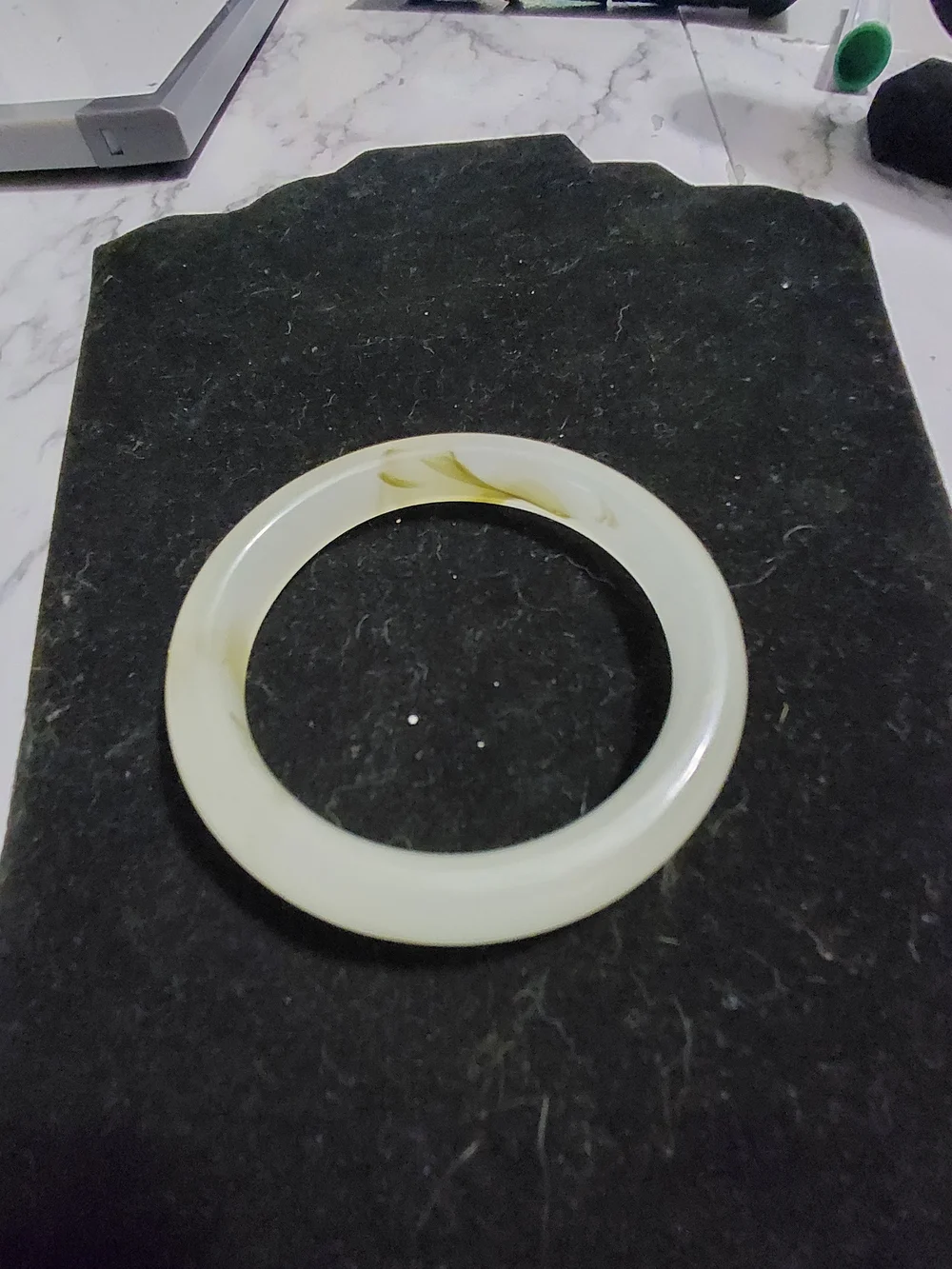 Jade Pale Ivory Bangle with Subtle Yellow Veining